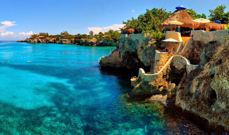 Beautiful rock formations of Caves Hotel in Negril