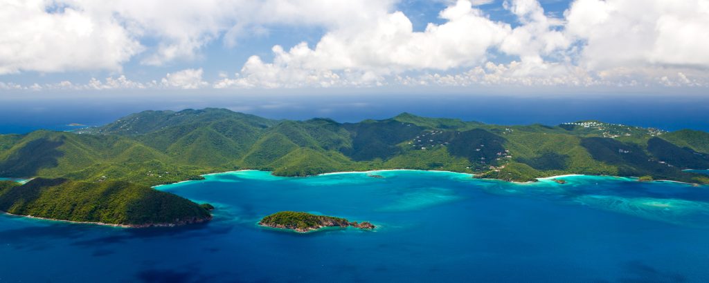 Aerial view of St. John and some of its most beautiful beaches