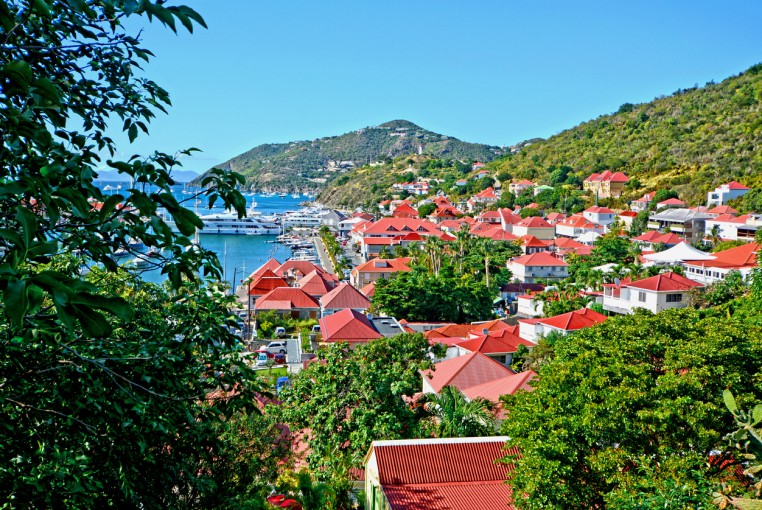 A view of houses in the town of Gustavia in St Barts